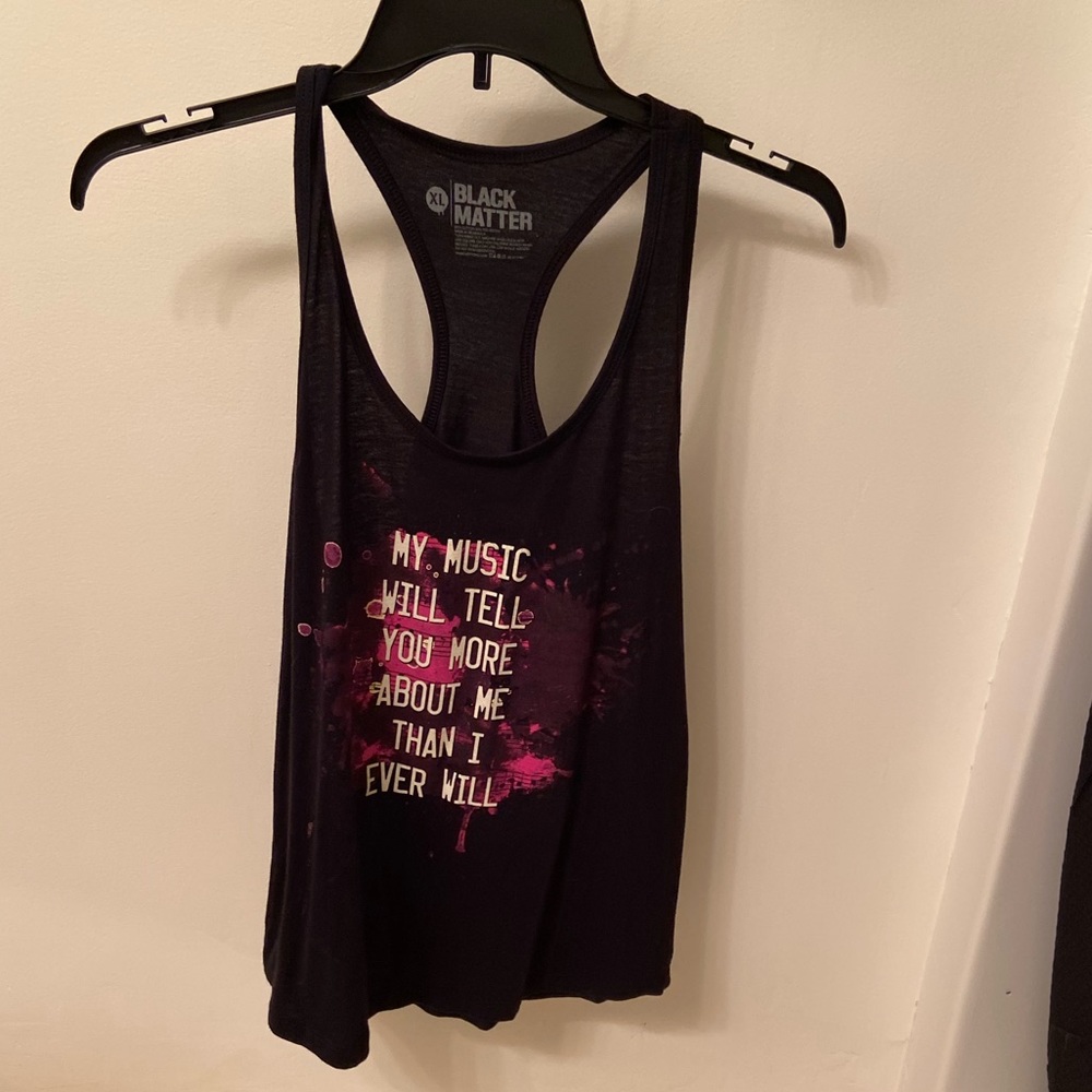 Black graphic tank top
